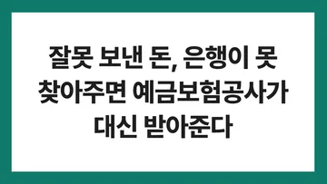 착오송금 반환지원 표지: 잘못 보낸 돈, 은행이 못 찾아주면 예금보험공사가 대신 받아준다