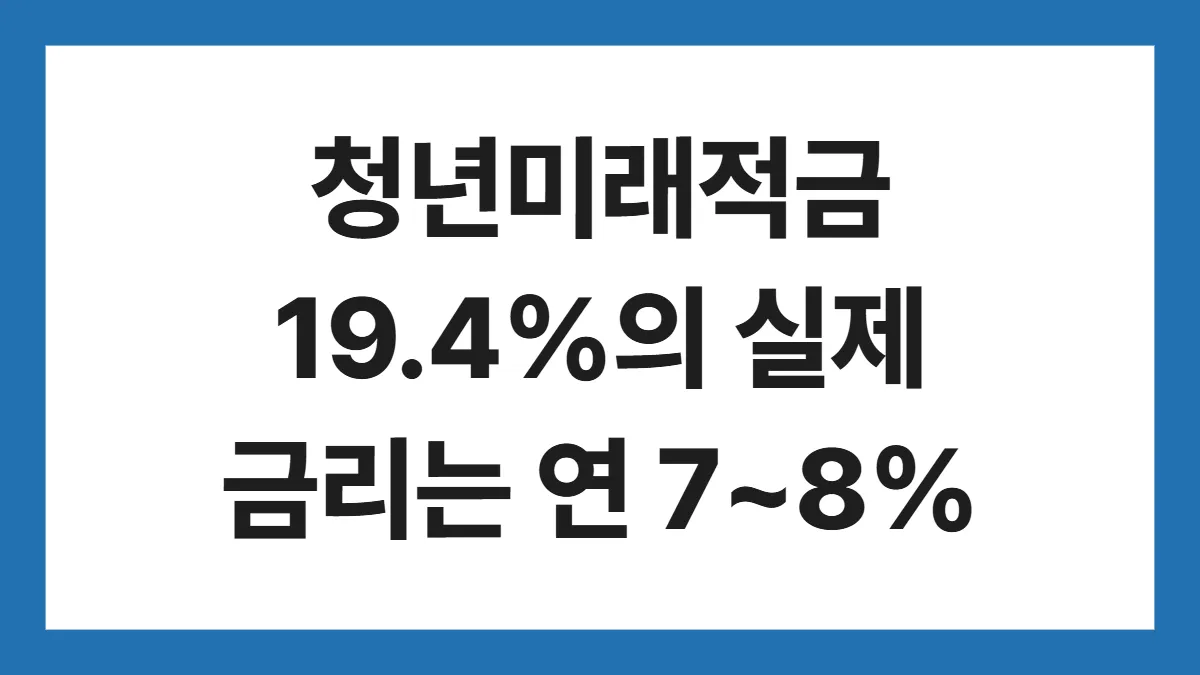 청년미래적금 2차 신청 표지: 청년미래적금 19.4%의 실제 금리는 연 7~8%