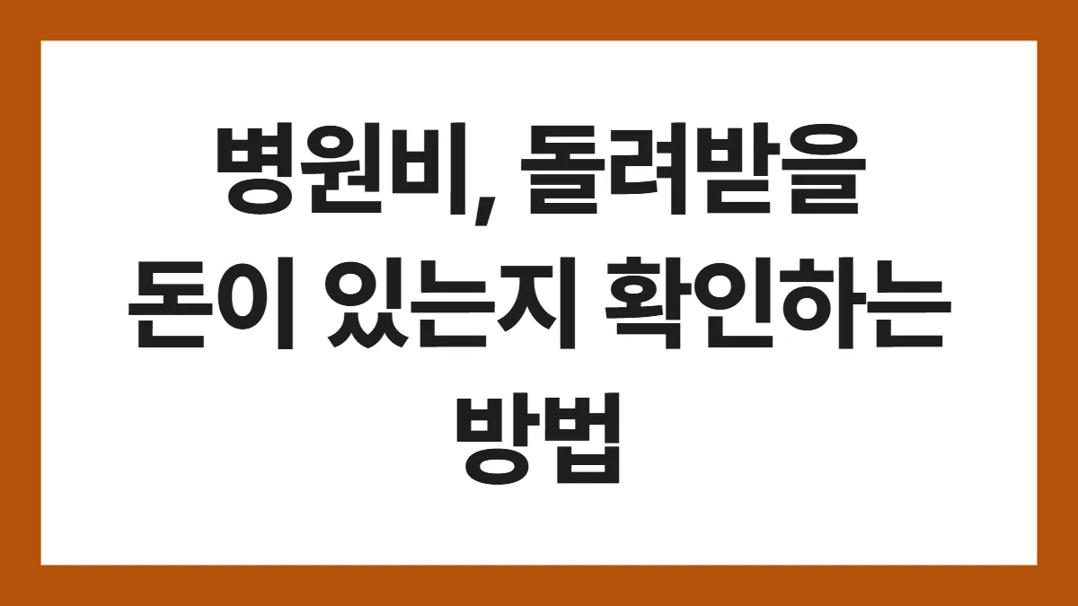 병원비, 돌려받을 돈이 있는지 확인하는 방법