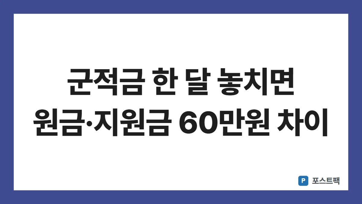 군적금 표지: 군적금 한 달 놓치면 원금·지원금 60만원 차이
