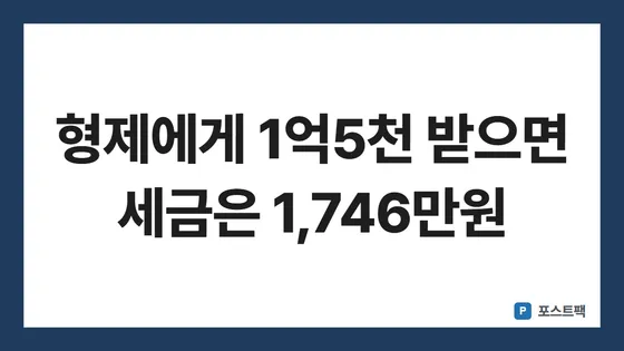 형제간 증여세 표지: 형제에게 1억5천 받으면 세금은 1,746만원