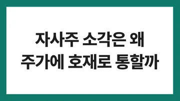 자사주 소각은 왜 주가에 호재로 통할까