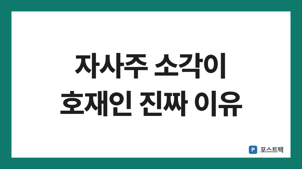 자사주 소각 표지: 자사주 소각이 호재인 진짜 이유
